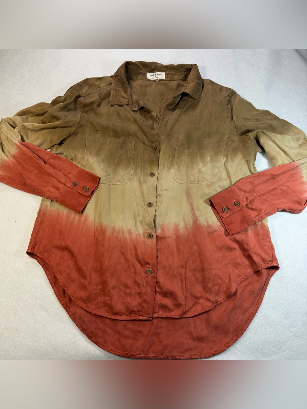 Cloth & Stone Anthropologie Ombre Tie Dye Button Down Shirt